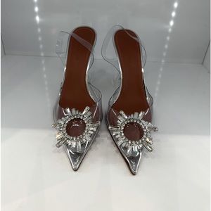 AMINA MUADDI Begum 90 mm glass sling back pumps 38